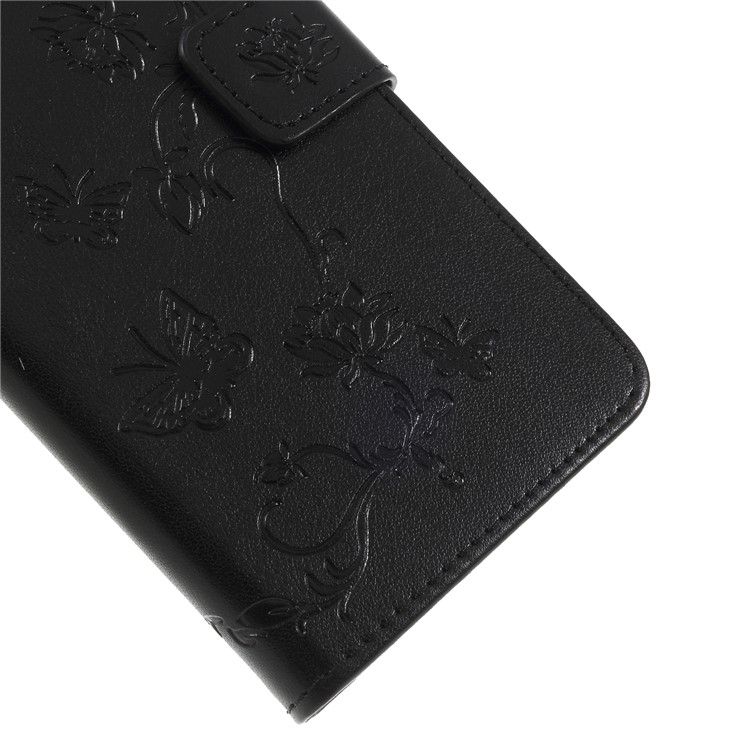 Imprint Butterfly Flower Stand Wallet Leather Cover for Huawei nova 4 - Black-8