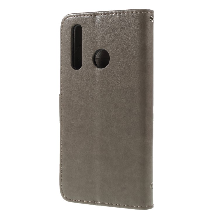 Imprint Butterfly Flower Stand Flip Leather Shell for Huawei nova 4 - Grey-2