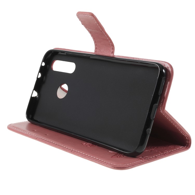 Imprint Butterfly Flower Protective Leather Mobile Case for Huawei nova 4 - Pink-4