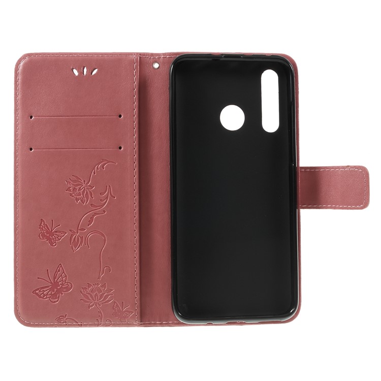 Imprint Butterfly Flower Protective Leather Mobile Case for Huawei nova 4 - Pink-6