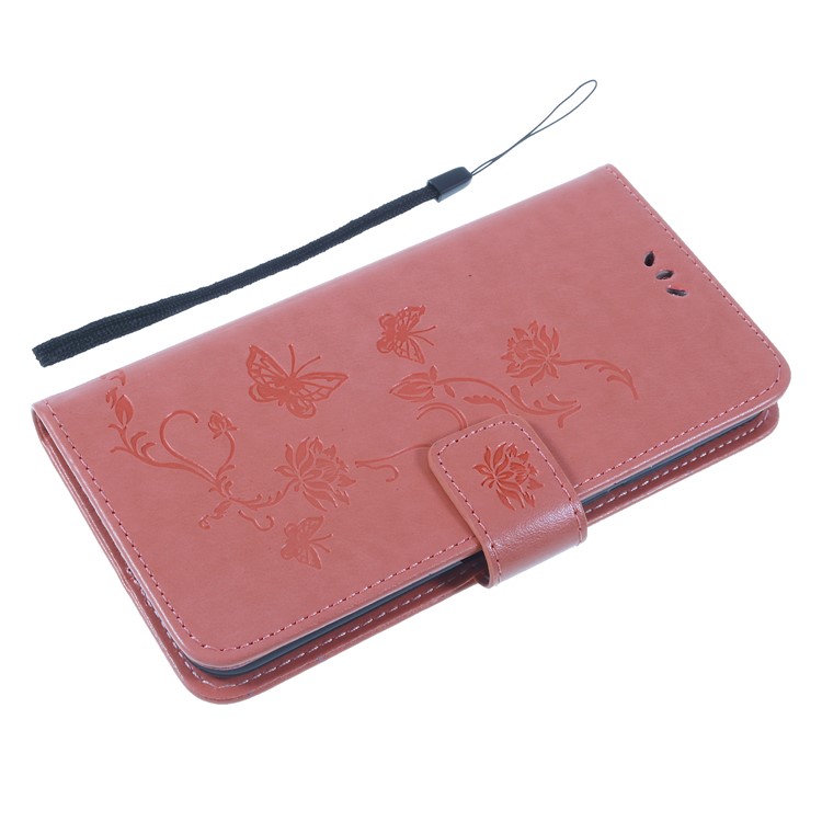 Imprint Butterfly Flower Protective Leather Mobile Case for Huawei nova 4 - Pink-7