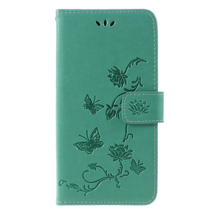 Imprint Butterfly Flower Leather Cell Phone Cover for Huawei nova 4 - Cyan-1