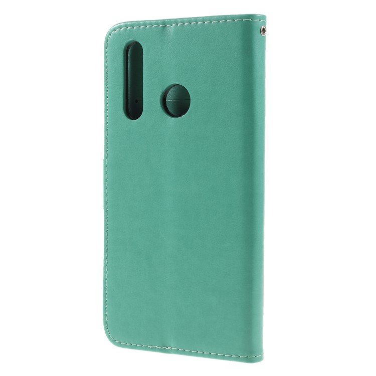 Imprint Butterfly Flower Leather Cell Phone Cover for Huawei nova 4 - Cyan-2