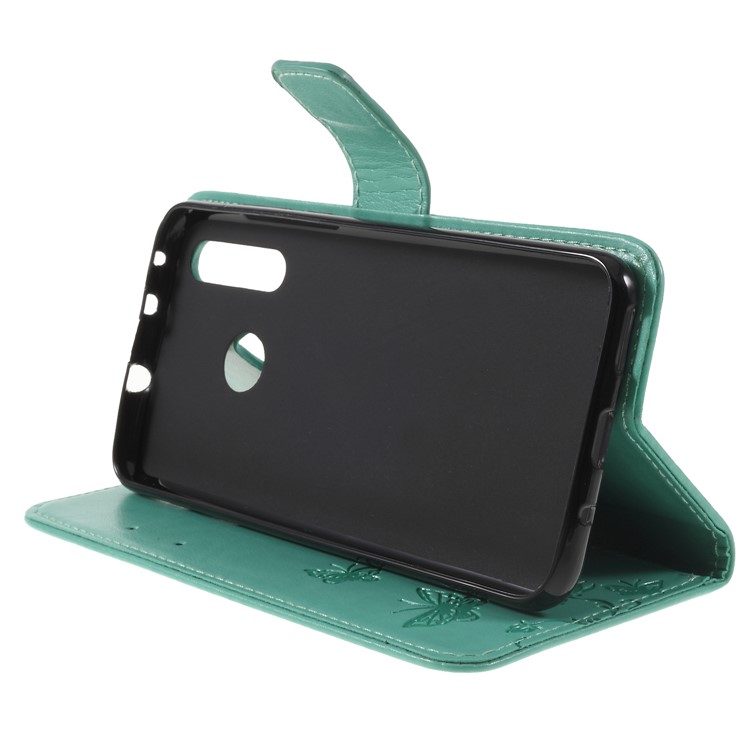 Imprint Butterfly Flower Leather Cell Phone Cover for Huawei nova 4 - Cyan-4