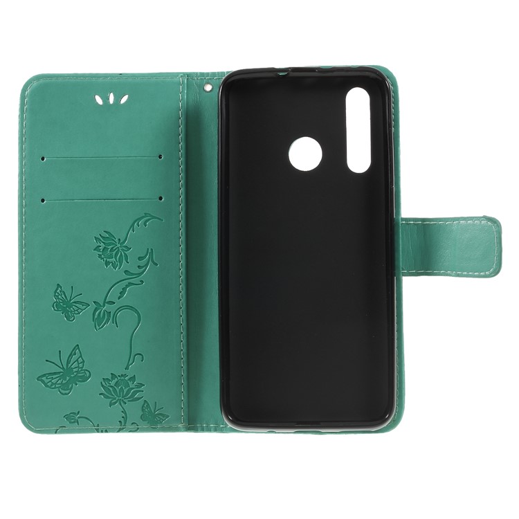 Imprint Butterfly Flower Leather Cell Phone Cover for Huawei nova 4 - Cyan-6