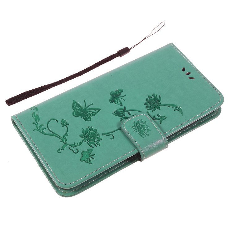 Imprint Butterfly Flower Leather Cell Phone Cover for Huawei nova 4 - Cyan-7