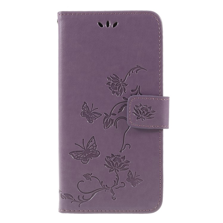 Imprint Butterfly Flower Leather Case Accessory for Huawei nova 4 - Light Purple-1