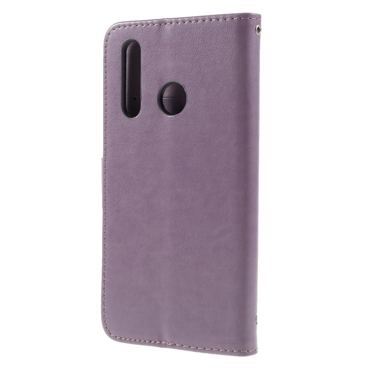 Imprint Butterfly Flower Leather Case Accessory for Huawei nova 4 - Light Purple-2