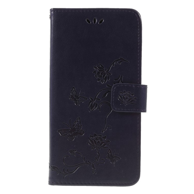 Imprint Butterfly Flower Leather Phone Casing for Huawei nova 4 - Dark Purple-1