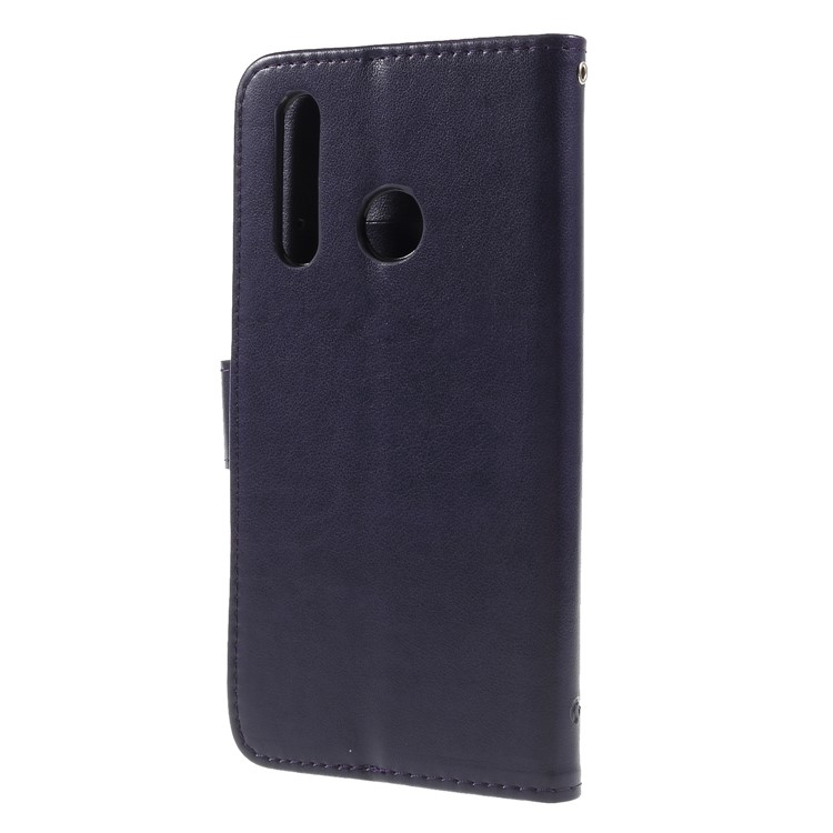 Imprint Butterfly Flower Leather Phone Casing for Huawei nova 4 - Dark Purple-2