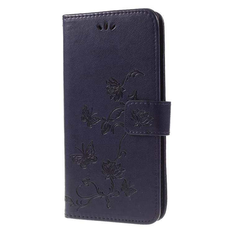 Imprint Butterfly Flower Leather Phone Casing for Huawei nova 4 - Dark Purple-3