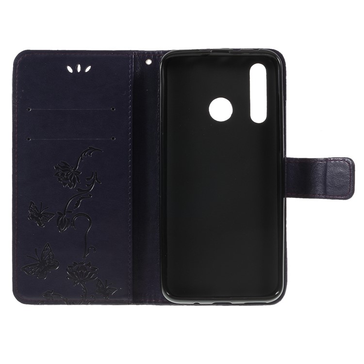 Imprint Butterfly Flower Leather Phone Casing for Huawei nova 4 - Dark Purple-6