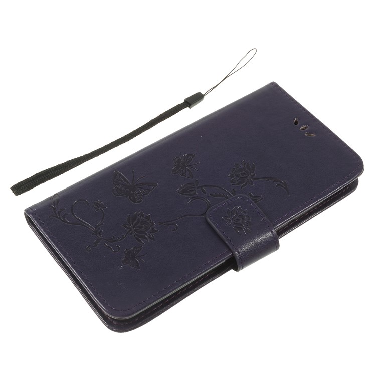 Imprint Butterfly Flower Leather Phone Casing for Huawei nova 4 - Dark Purple-7