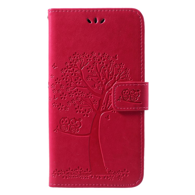 Imprint Tree Owl Wallet Leather Case for Huawei nova 4 - Rose-3