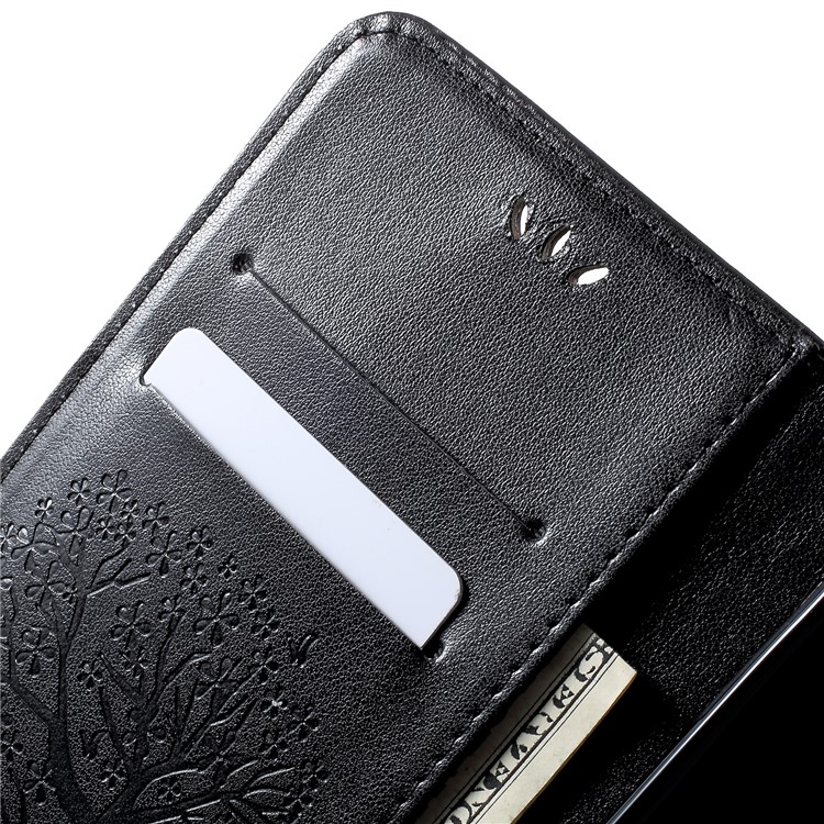 Imprint Tree Owl Wallet Leather Cover for Huawei nova 4 - Black-6