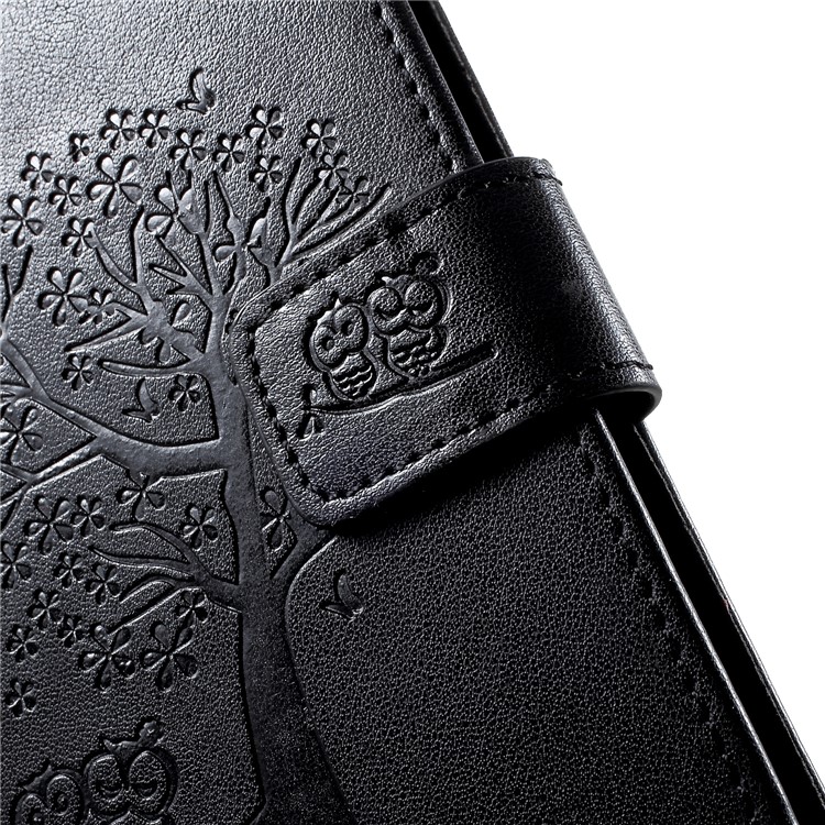 Imprint Tree Owl Wallet Leather Cover for Huawei nova 4 - Black-7