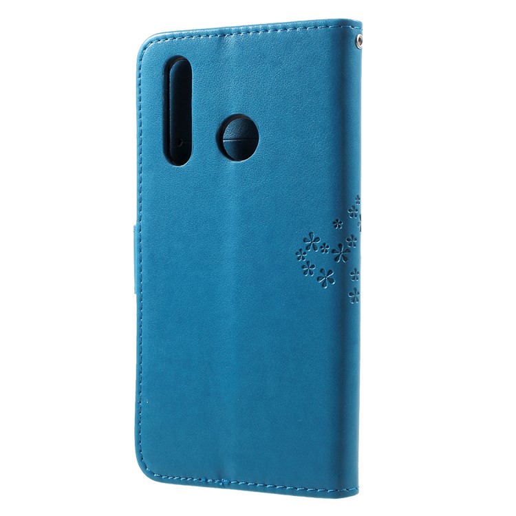 Imprint Tree Owl Wallet Leather Protection Case for Huawei nova 4 - Blue-2
