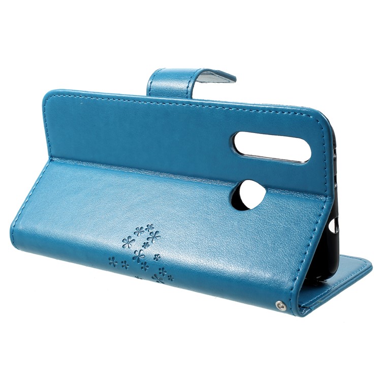 Imprint Tree Owl Wallet Leather Protection Case for Huawei nova 4 - Blue-4