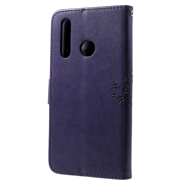 Imprint Tree Owl Flip Leather Cover Case for Huawei nova 4 - Dark Purple-2