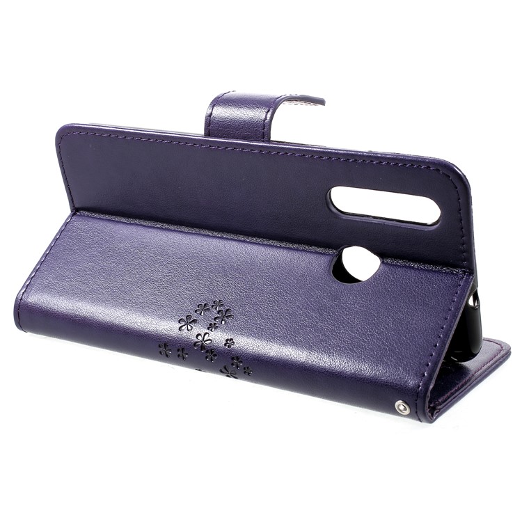 Imprint Tree Owl Flip Leather Cover Case for Huawei nova 4 - Dark Purple-4