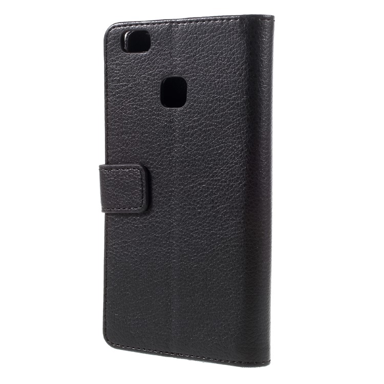 Lychee Skin Wallet Leather Stand Case for Huawei P9 Lite - Black-2