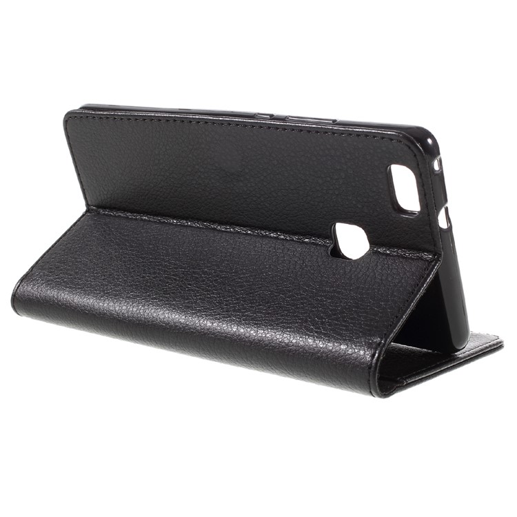 Lychee Skin Wallet Leather Stand Case for Huawei P9 Lite - Black-5
