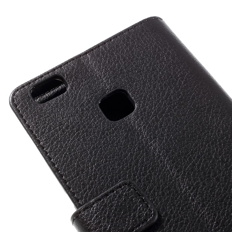 Lychee Skin Wallet Leather Stand Case for Huawei P9 Lite - Black-9
