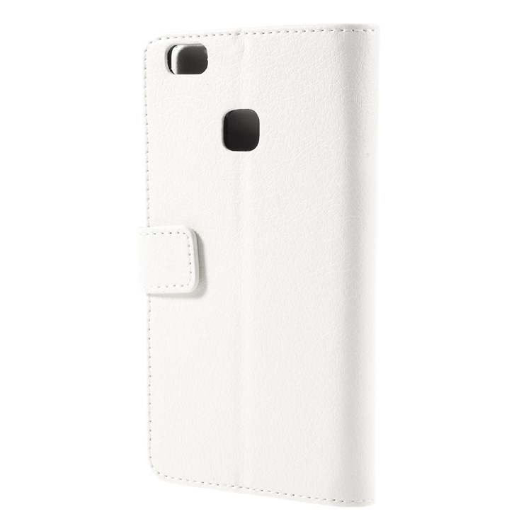 Lychee Skin Wallet Leather Stand Cover for Huawei P9 Lite - White-2