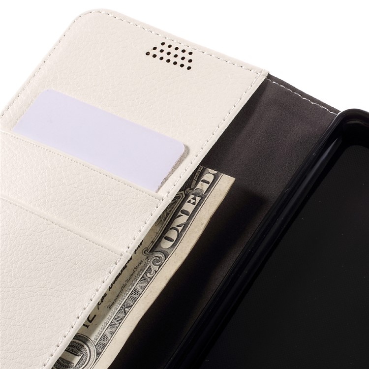 Lychee Skin Wallet Leather Stand Cover for Huawei P9 Lite - White-7
