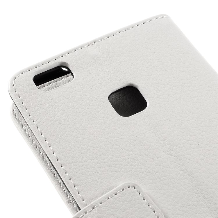 Lychee Skin Wallet Leather Stand Cover for Huawei P9 Lite - White-9