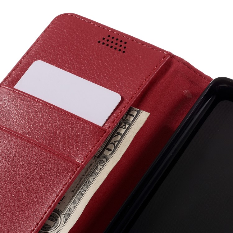 Lychee Skin Wallet Leather Phone Case for Huawei P9 Lite - Red-7