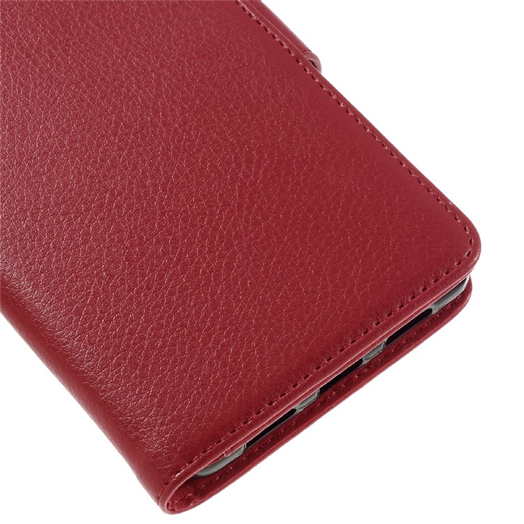 Lychee Skin Wallet Leather Phone Case for Huawei P9 Lite - Red-8