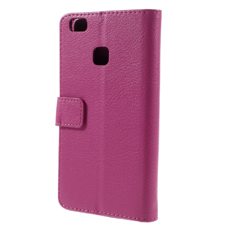 Lychee Skin Wallet Leather Cover Case for Huawei P9 Lite - Rose-2