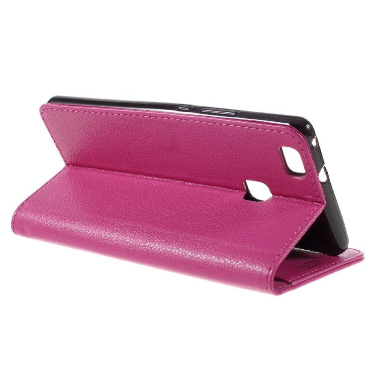 Lychee Skin Wallet Leather Cover Case for Huawei P9 Lite - Rose-5