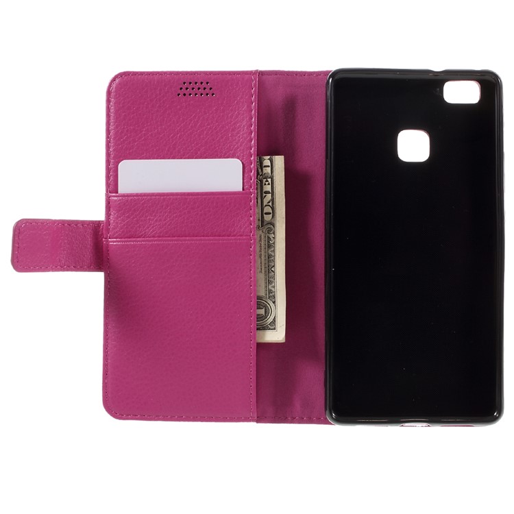 Lychee Skin Wallet Leather Cover Case for Huawei P9 Lite - Rose-6