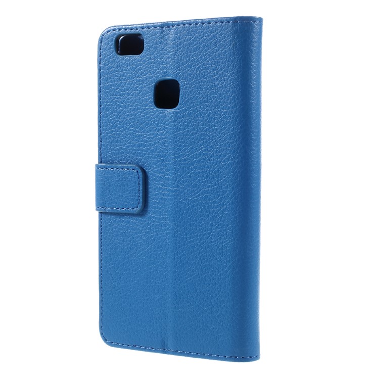 Lychee Skin PU Leather Stand Case for Huawei P9 Lite - Blue-2