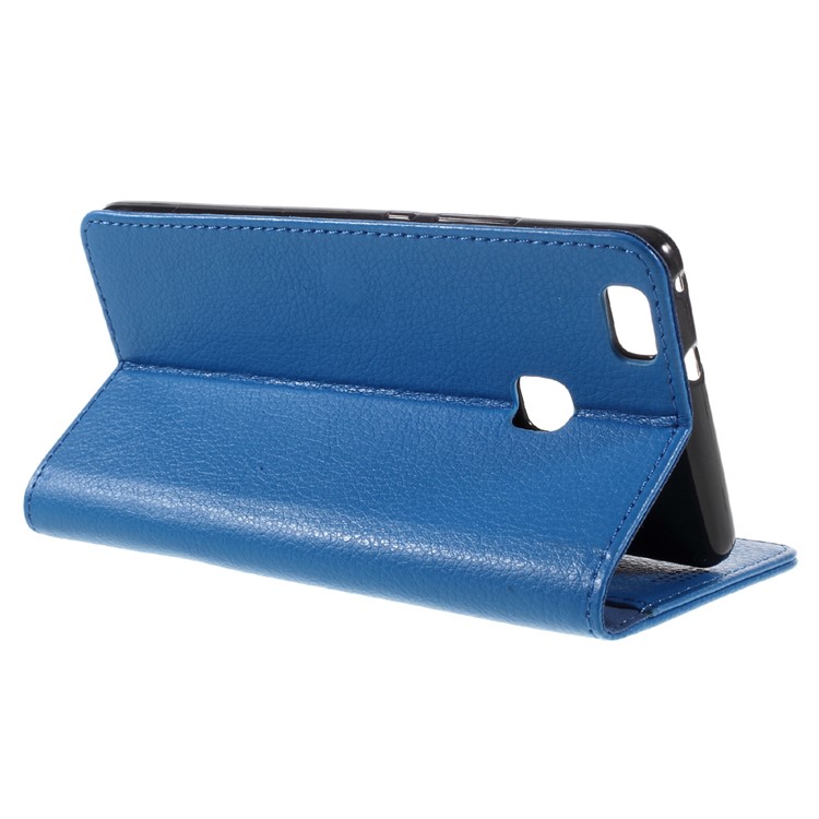 Lychee Skin PU Leather Stand Case for Huawei P9 Lite - Blue-5