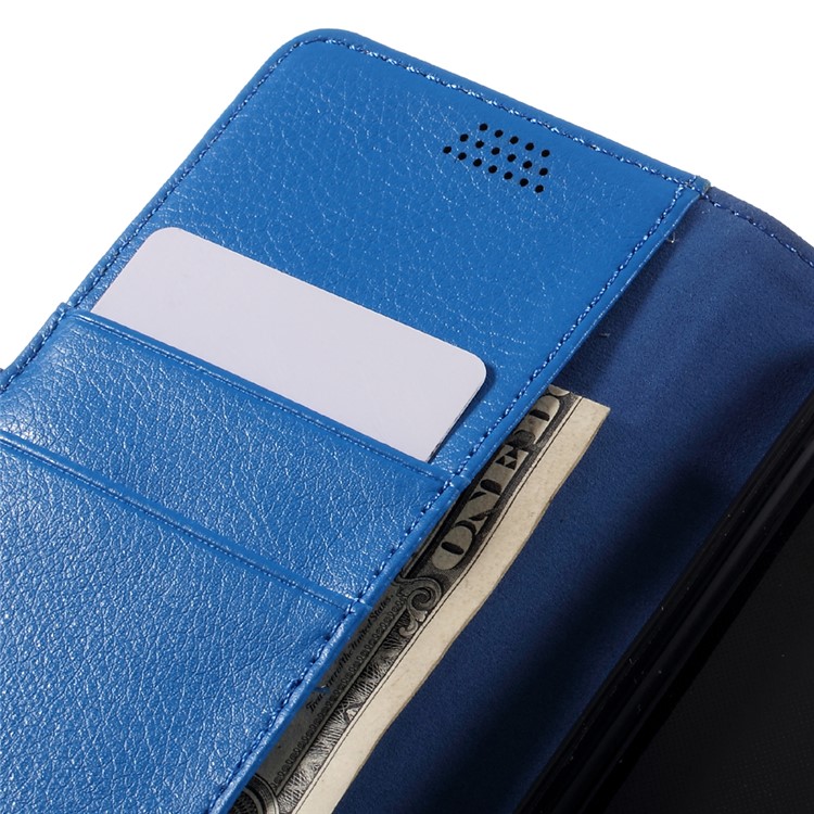 Lychee Skin PU Leather Stand Case for Huawei P9 Lite - Blue-7