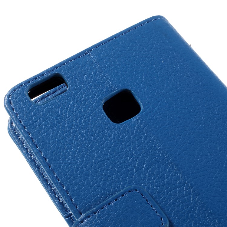Lychee Skin PU Leather Stand Case for Huawei P9 Lite - Blue-9