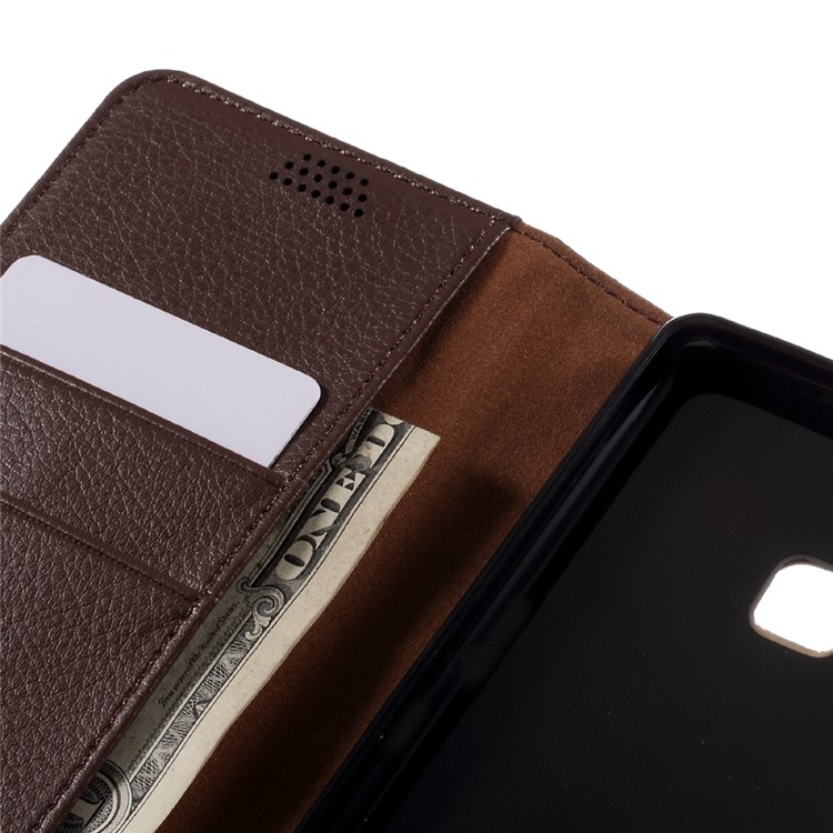 Lychee Skin Leather Stand Case with Card Slots for Huawei P9 Lite - Brown-7