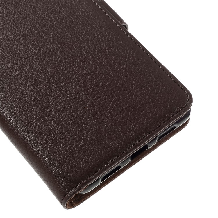Lychee Skin Leather Stand Case with Card Slots for Huawei P9 Lite - Brown-8
