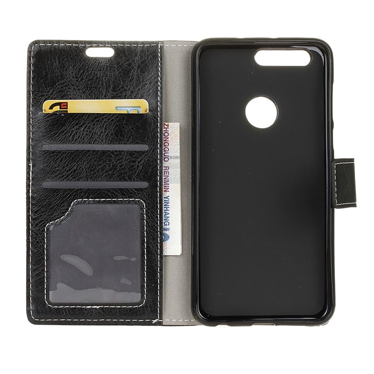 Crazy Horse Leather Wallet Case for Huawei Honor View 20 - Black-3