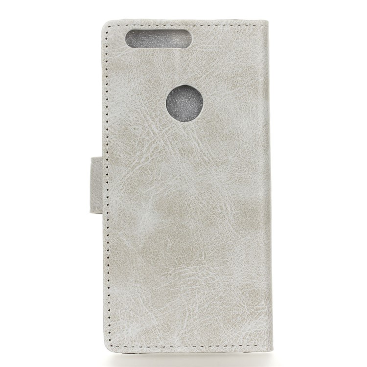 Crazy Horse Leather Wallet Cover for Huawei Honor View 20 - White-3