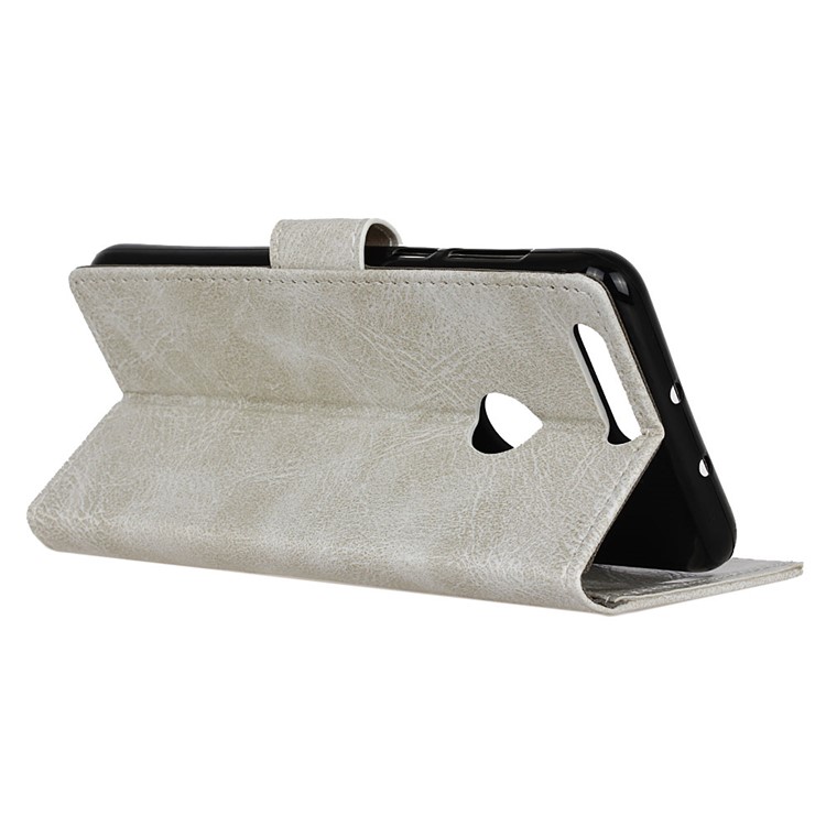 Crazy Horse Leather Wallet Cover for Huawei Honor View 20 - White-5