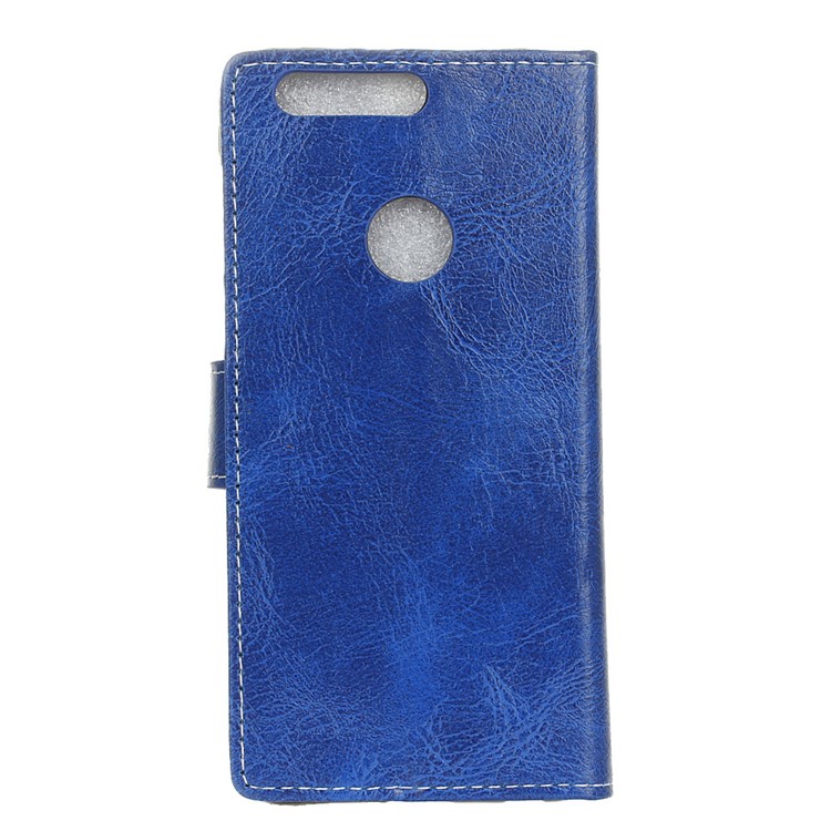 Crazy Horse Leather Wallet Phone Case for Huawei Honor View 20 - Blue-3