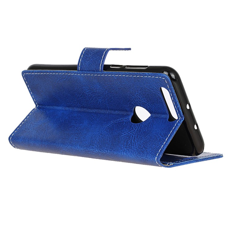 Crazy Horse Leather Wallet Phone Case for Huawei Honor View 20 - Blue-5