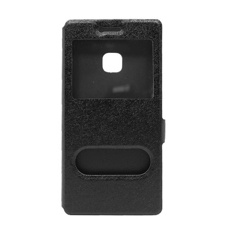 Dual View Windows Silk Texture Leder Stand Case für Huawei P9 Lite - Schwarz-2