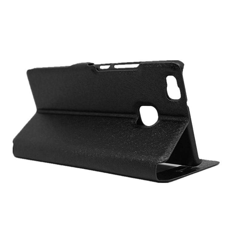 Dual View Windows Silk Texture Leder Stand Case für Huawei P9 Lite - Schwarz-5
