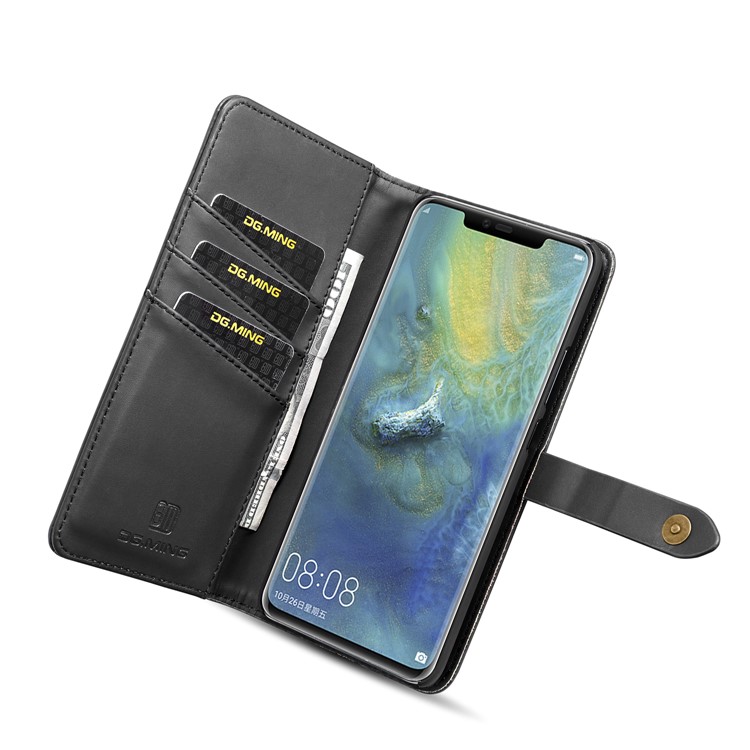DG.MING Detachable 2 in 1 Split Leather Wallet Case for Huawei Mate 20 Pro - Black-10