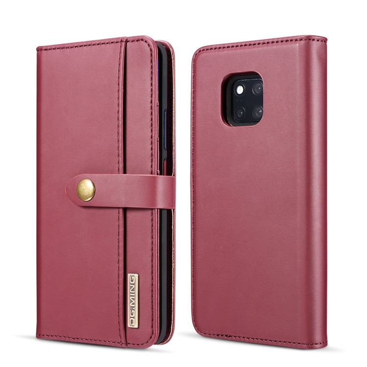 DG.MING Detachable 2 in 1 Split Leather Wallet Cover for Huawei Mate 20 Pro - Red-1